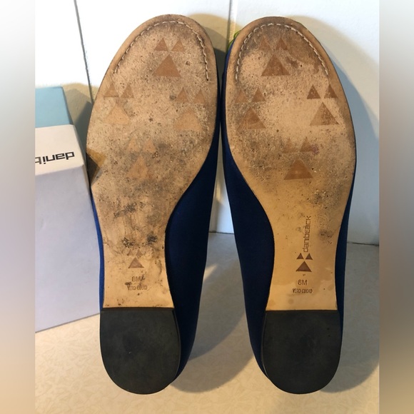 Anthropologie Dani Black Mimosa Navy Satin Skimmers / Flats - Size 8 - Picture 6 of 7